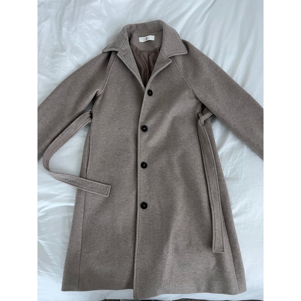 Commense Brushed Wool Belted Long Overcoat -XS